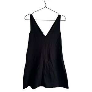 Everlane The Deep V-Neck A-Line Mini 00 Black Dress